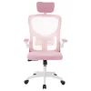 Ergonomikus irodai szék deréktámasszal, fejtámlával, rózsaszín
