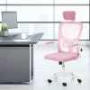 Ergonomikus irodai szék deréktámasszal, fejtámlával, rózsaszín