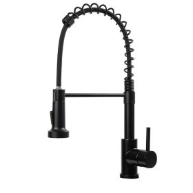   Mosogató csaptelep flexibilis csővel, levehető zuhanyfejjel, fekete