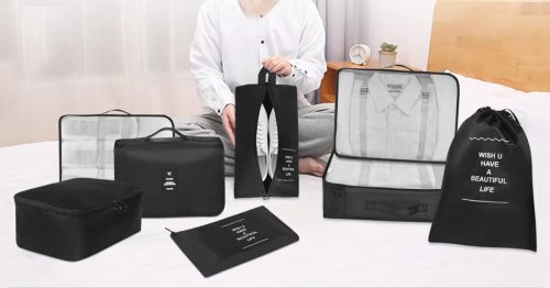 Bőröndrendszerező szett 8 darabos, szürke