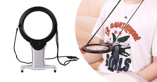 Nyakbaakasztható nagyító 2 LED-del, hidegfehér