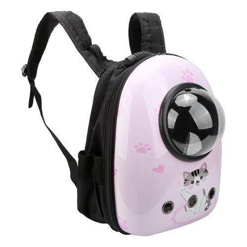 Kisállathordozó hátizsák, rózsaszín cicás