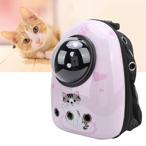 Kisállathordozó hátizsák, rózsaszín cicás