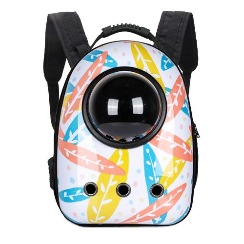 Kisállathordozó hátizsák, fehér faleveles