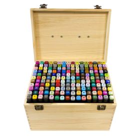 Kétvégű alkoholos marker készlet fadobozban, 176 db