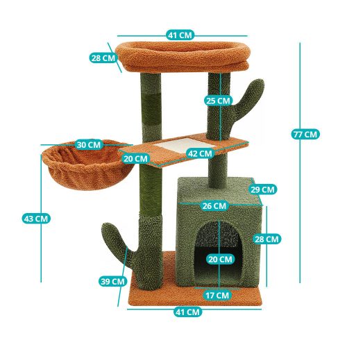 Macska mászóka, kaktusz