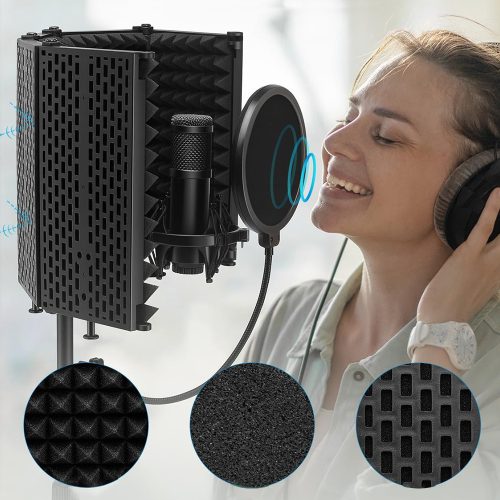 Mikrofon tartó állvány, zajszűrővel