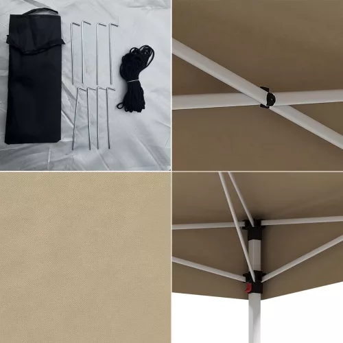 Pavilon hátfallal, zsebekkel 3x3x2,8 m, bézs