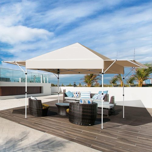 Pavilon árnyékolóval, félhátfallal, bézs