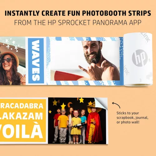 HP Sprocket Panorama intant mobilnyomtató, színes címkenyomtató, Zink zero technológia