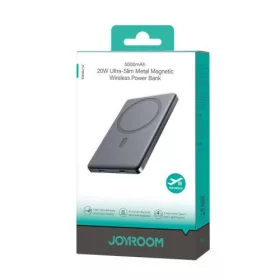   Joyroom Power Bank Magnetic Wireless charging, MagSafe, 20W, C+Lightning. PD 20W, 5000 mAh with Type-C - Type-C cable, Gray (JR-PBM08)