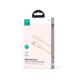   JOYROOM adatkábel (USB - Type-C, 100W, gyorstöltő, 100cm, cipőfüző) RÓZSASZÍN (SA34-AC6 PINK)