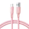 JOYROOM adatkábel (USB - Type-C, 100W, gyorstöltő, 100cm, cipőfüző) RÓZSASZÍN (SA34-AC6 PINK)