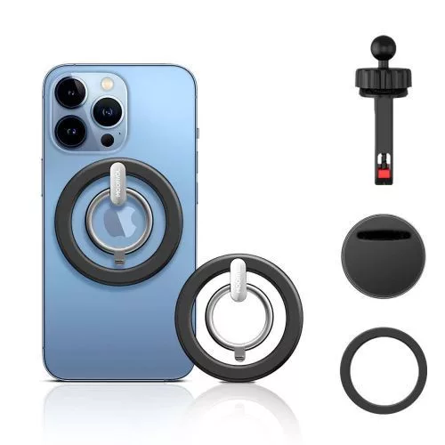 Joyroom Car Moun Magnetict Multifuctional Kit for Air Outlet (Car Holder, Magnetic Ring, Magnetic Cap) Black (JR-ZS294)