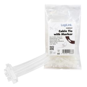   Logilink Kábelkötegelő jelölővel, PA66, 100 db (KAB0069)