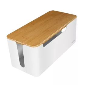   Logilink Kábeldoboz, 320x140x130 mm, fehér, bambusz tetővel