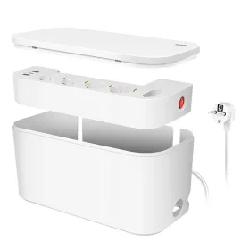   Logilink Kábeldoboz 5 utas aljzatcsíkkal, 3x USB, 285 x 145 x 13 mm, fehér (LPS281U)