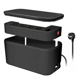   Logilink Kábeldoboz 5 utas csatlakozóaljzattal, 3x USB, 285 x 145 x 13 mm, fekete