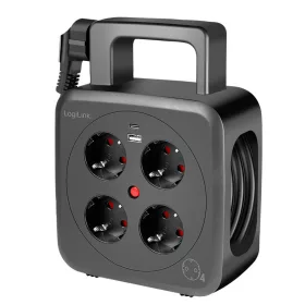   Logilink 5 m tápkábeldob, 4x AC aljzat, 1x USB-A, 1x USB-C, IP20, 3000 W (LPS504)