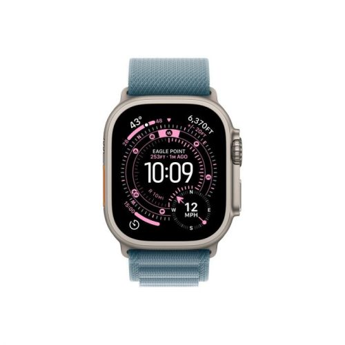 Apple Watch Ultra 3 GPS + Cellular – 49 mm-es Natúr titántok, Világoskék alpesi pánt – M