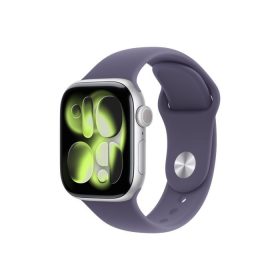   Apple Watch Series 11 GPS + Cellular – 42 mm-es Ezüst alumíniumtok - Ködös lila sportpánt S/M