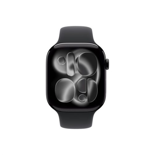 Apple Watch Series 11 GPS + Cellular – 46 mm-es Kozmoszfekete alumíniumtok - Éjfekete sportszíj – M/L