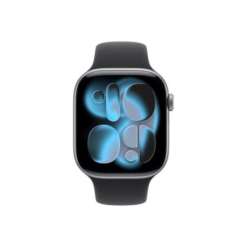 Apple Watch Series 11 GPS + Cellular – 46 mm-es Asztroszürke alumíniumtok - Éjfekete sportszíj – M/L