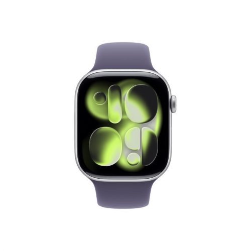 Apple Watch Series 11 GPS + Cellular – 46 mm-es Ezüst alumíniumtok - Ködös lila sportpánt S/M