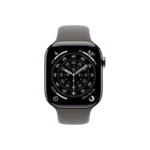 Apple Watch Series 11 GPS + Cellular – 46 mm-es Natúr titántok - Kőszürke sportszíjjal - M/L