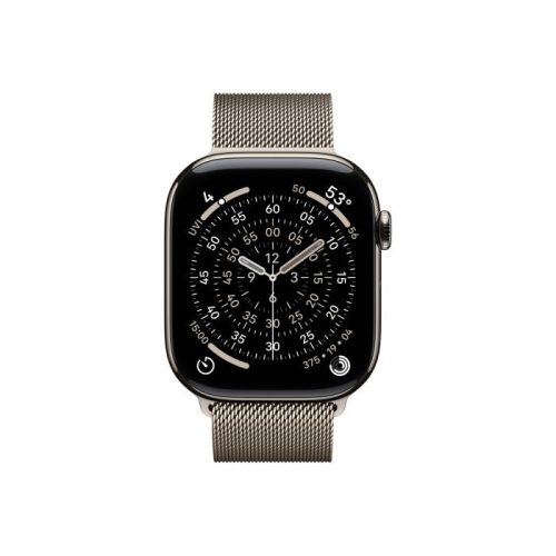 Apple Watch Series 11 GPS + Cellular – 46 mm-es Natúr titántok - Natúr milánói szíj M/L