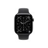 Apple Watch Series 11 GPS + Cellular – 46 mm-es Palaszürke titántok - Éjfekete sportszíj – S/M