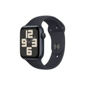   Apple Watch SE (2023) GPS, 44mm, Éjfekete alumíniumtok, Éjfekete sportszíj (Szilikon szíj) - M/L