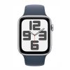 APPLE WATCH SE 2ND GENERATION 2023 (GPS) 44MM SILVER ALUMINUM CASE WITH STORM BLUE SPORT BAND - S/M - SILVER