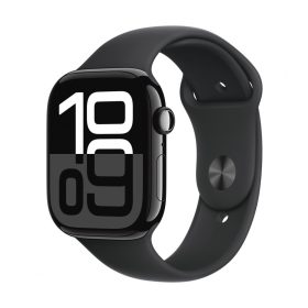   APPLE WATCH SERIES 10 GPS 46MM KOZMOSZFEKETE ALUMÍNIUMTOK, FEKETE SPORTSZÍJ S/M MÉRET (MWWP3)