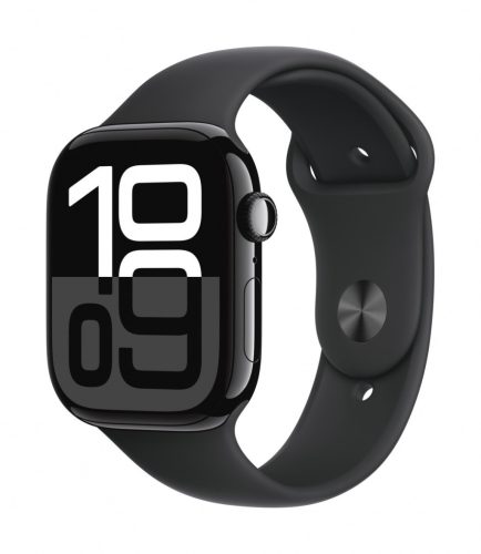 Apple Watch Series 10 GPS 46mm Fekete Aluminium Tok, Fekete Sportszíj (Szilikon szíj) M/L