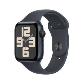   Apple Watch SE 44mm (2024) Éjfekete Aluminium Tok, Éjfekete Sportszíj (Szilikon szíj) M/L