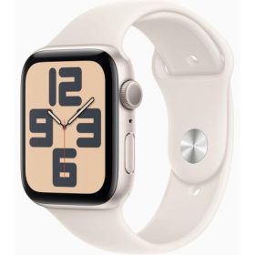   Apple Watch SE 44mm (2024) Csillagfény Aluminium Tok, Csillagfény Sportszíj (Szilikon szíj) M/L