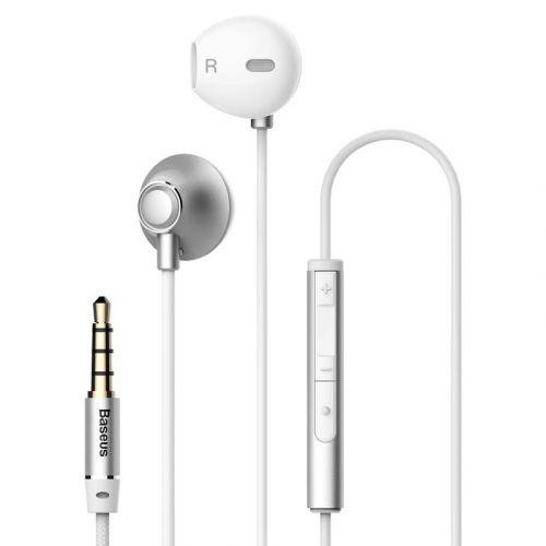 Baseus fülhallgató, Encok H06, lateral-in-ear, mini jack, vezetékes, ezüst