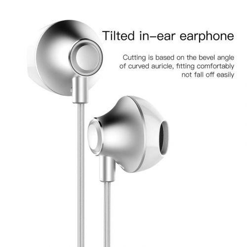 Baseus fülhallgató, Encok H06, lateral-in-ear, mini jack, vezetékes, ezüst