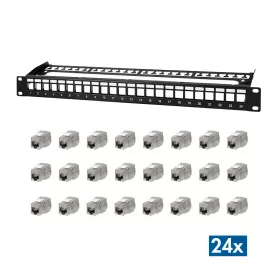   Logilink Moduláris 24 portos Cat.6A keystone patchpanel, 1U, 19"-os rackbe szerelhető, PrimeLine