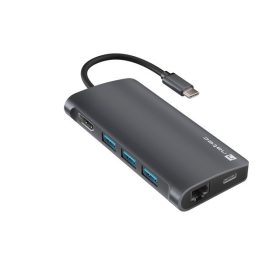   Natec Fowler 2 V2 USB-C multiport 8 az 1-ben adapter  3X USB 3.0 HUB, HDMI 4K, USB-C, RJ45, SD, MICRO SD
