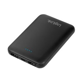 Logilink Power bank 5000 mAh, 2x USB-A, vékony, fekete