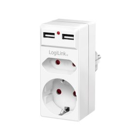   LogiLink Socket adapter, 1x CEE7/16 + 1x CEE7/3 + 2x USB-A (PA0276)