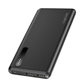   Logilink Power bank 8000 mAh, 2x USB-A, 2 az 1-ben kábel, fekete (PA0311)