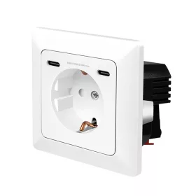   Logilink Fali aljzat, 1x CEE 7/3, 2x USB-C, 25 W, PD, beépítési mélység: 29.5 mm