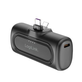   Logilink Kompakt power bank 5000 mAh, 2x USB-C, gyorstöltés funkció, fekete