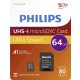 64GB microSDXC Philips CL10 UHS-I U1 + adapter (FM64MP45B/00 / PH666868)