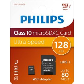   128GB microSDXC Philips CL10 UHS-I U1 + adapter (FM12MP45B/00 / PH666998)