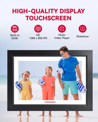 Thomson 1001W digitális képkeret 10" 1280x800, WiFi képátvitel mobilappról, érintő kijelző, fekete