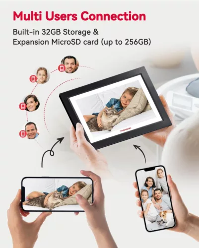 Thomson 1001W digitális képkeret 10" 1280x800, WiFi képátvitel mobilappról, érintő kijelző, fekete